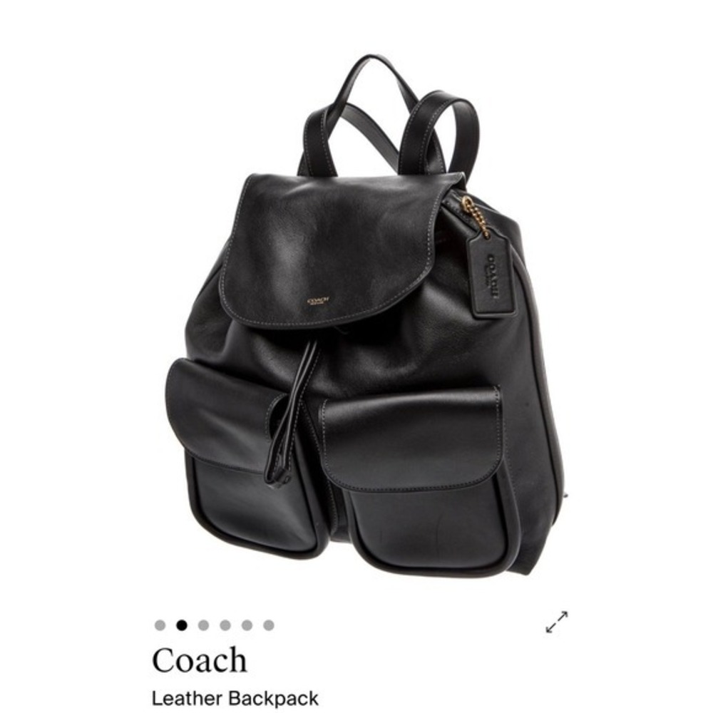 COACH Crosby 28 Black Natural Grain Leather Backpack Gold Hardware Drawstring - Picture 5 of 15